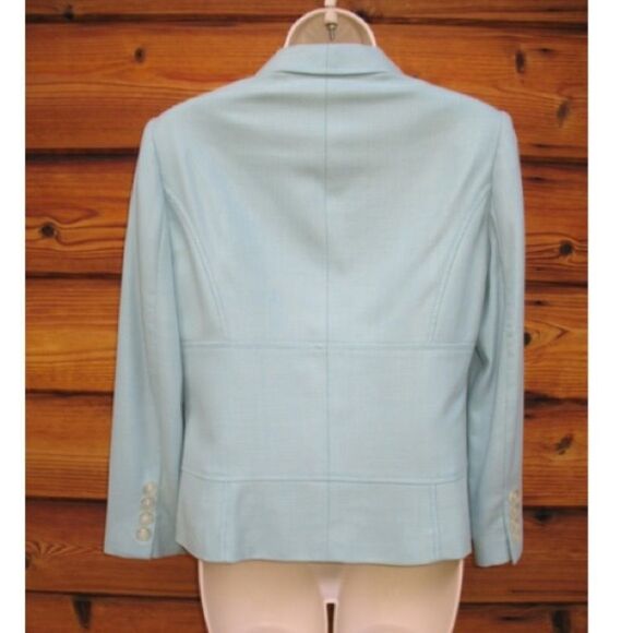 Carlisle Blue Green Wool Silk Blazer Jacket - Picture 3 of 8